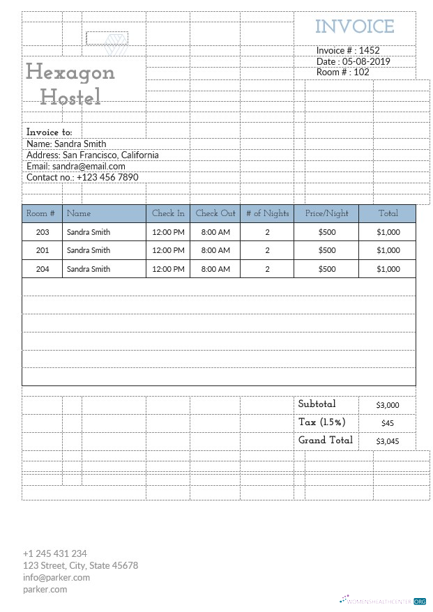 Download Hostel Invoice Template Photoshop template